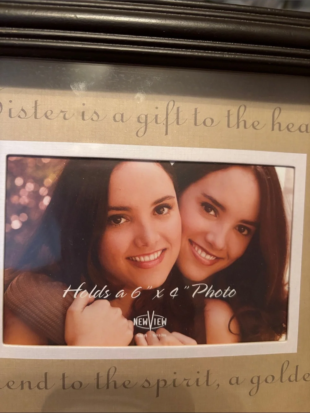 SISTERS Decorative Photo Frame Set/accents - Cream/Brown+ “Sisters” Gold Accent